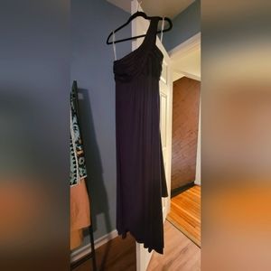 David's Bridal Eggplant Colored Size 10 Long Grecian Style One shoulder Gown